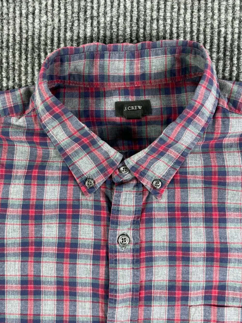 Share J.Crew Secret Wash Shirt Mens XL Lightweight Stretch Plaid Button Down